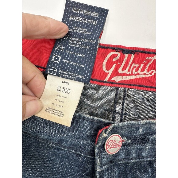 VTG G Unit Blue Heavy Long Loose Baggy Y2K Hip‎ Hop Skater Jean Shorts Men's 40 - Picture 12 of 14